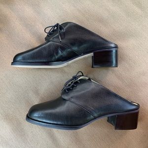 Like New Black Leather Slip On Nine West Heels